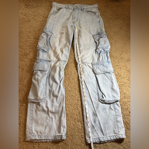 Zara Men's 31 Light Blue Relaxed Cargo Jeans - Picture 8 of 9